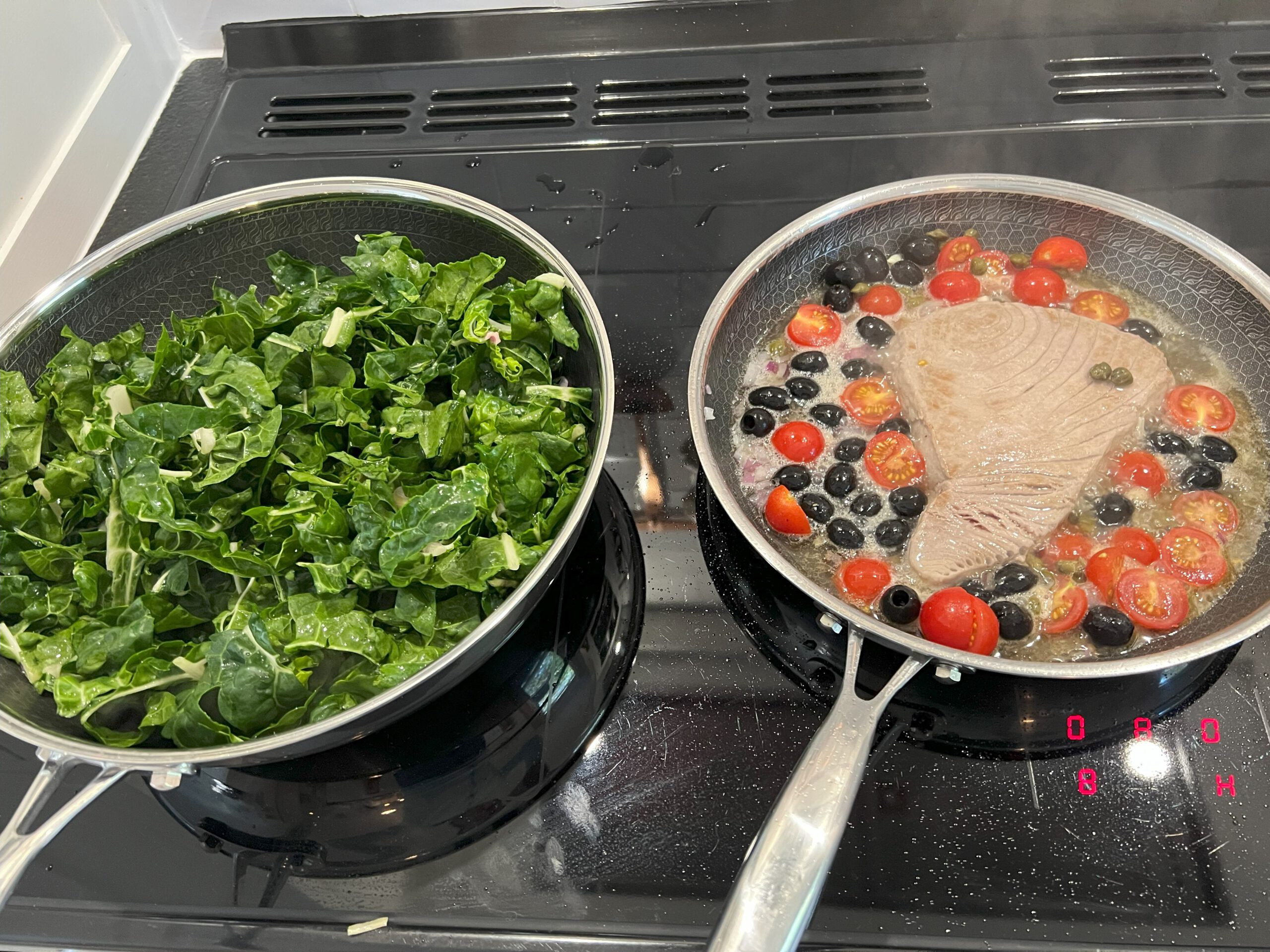 Thunfisch in Weißweinsoße mit Mangold