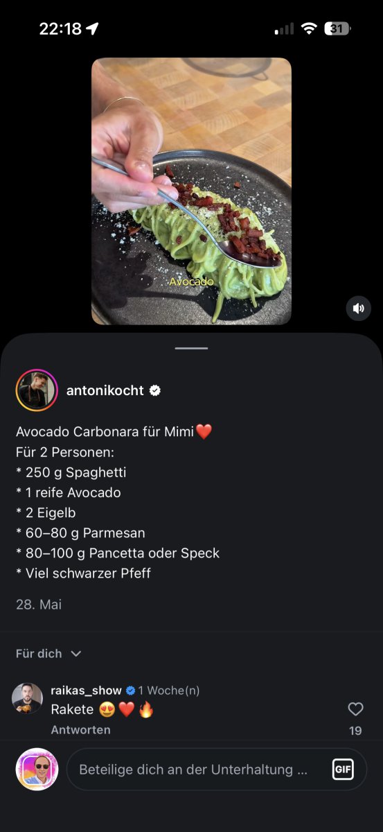 Spaghetti mit Avocado-Creme und knusprigem Speck