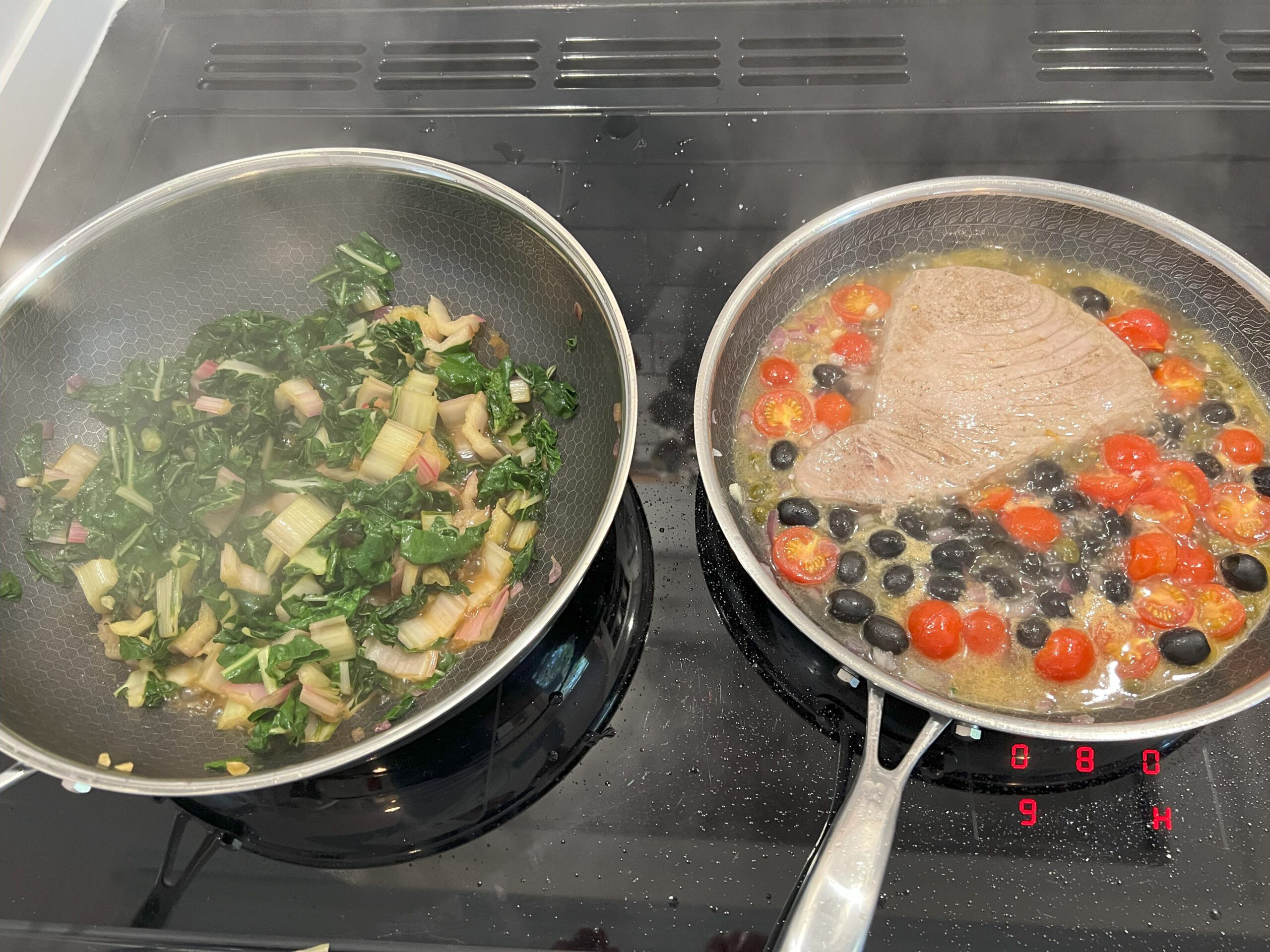 Thunfisch in Weißweinsoße mit Mangold