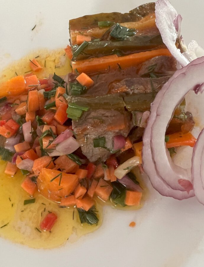 Bayrische Tafelspitzsülze mit Gemüsevinaigrette