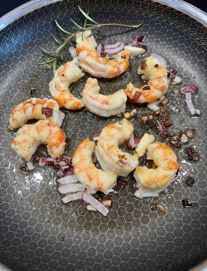 Gambas in Weißwein